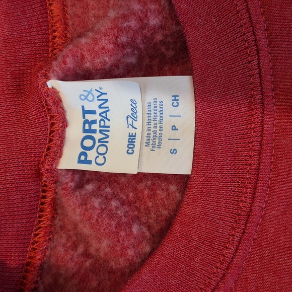 Port & Co Heather Red Fleece Crewneck Long Sleeve Sweatshirt, Women's S Men's XS - Picture 9 of 14